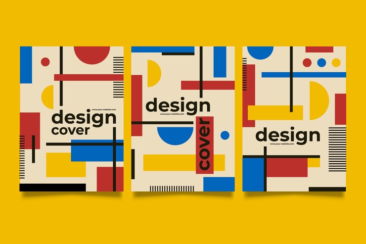 Free Vector graphic design cover collection in baugaus style