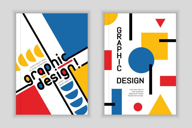 Graphic design cover set bauhaus style