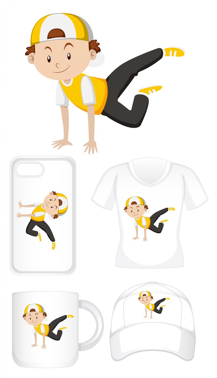 Free Vector graphic design on different products with happy boy