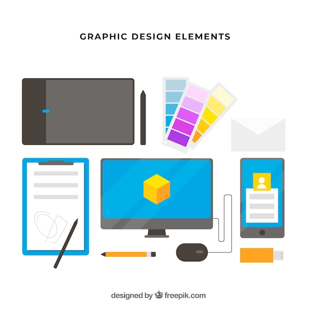 Vettore gratuito collezione di elementi di design grafico in stile piatto