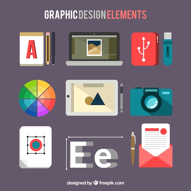 Vettore gratuito collezione di elementi di design grafico in stile piatto