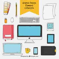 Free vector graphic design elements collection in hand drawn style