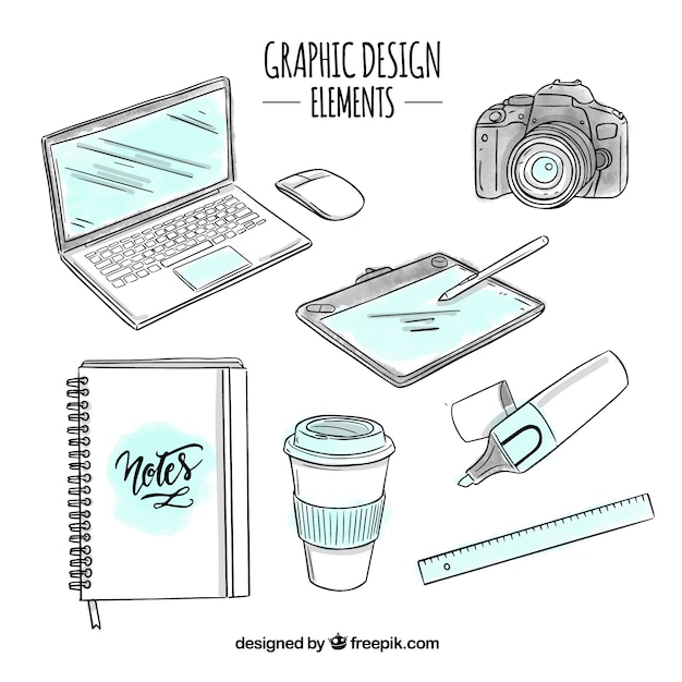 Free vector graphic design elements collection in hand drawn style