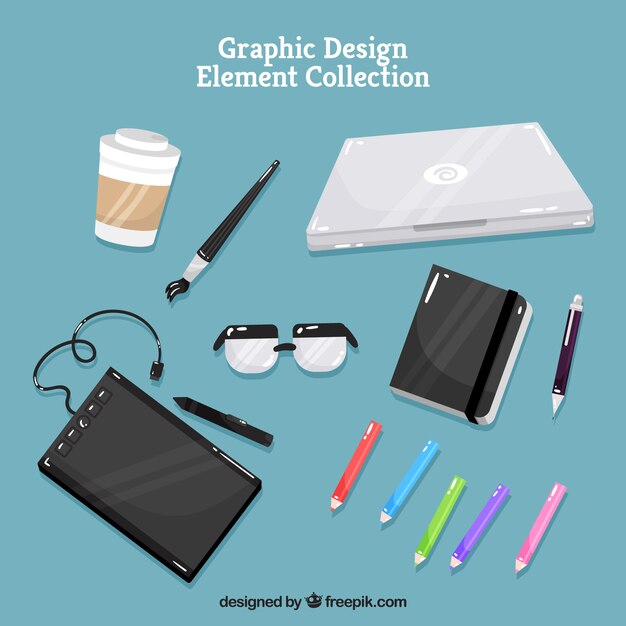 Graphic design elements collection in hand drawn style