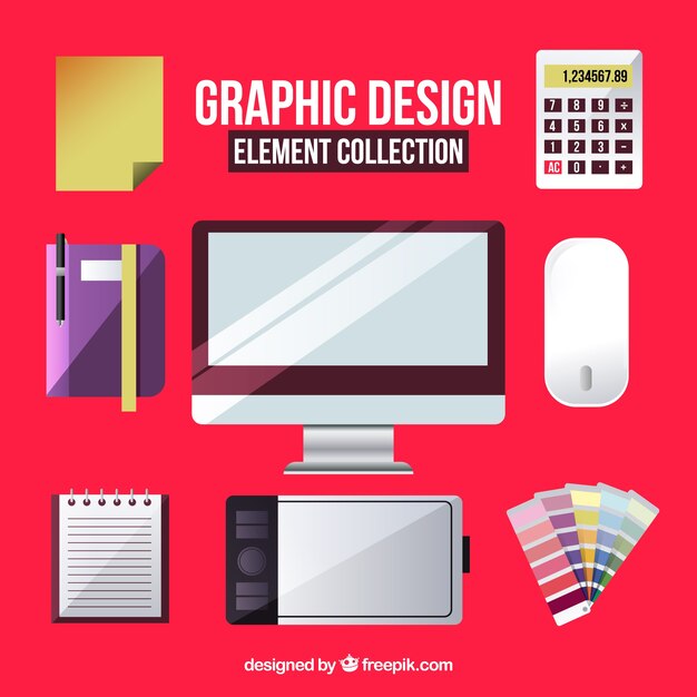 Graphic design elements collection in realistic style