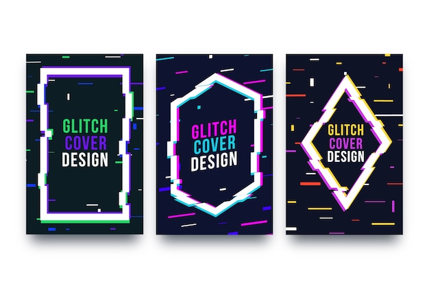 Vettore gratuito collezione di grafica glitch cover