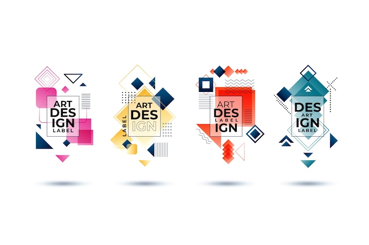 Free Vector graphic design labels in geometric style