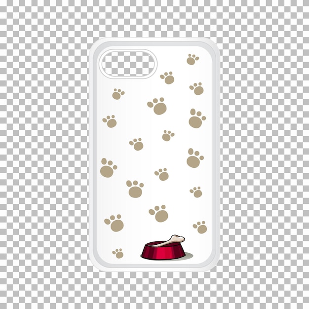 Graphic design on mobile phone case with dog footprints