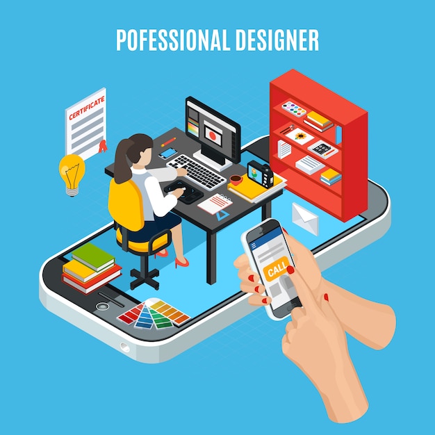 Graphic design service concept with professional designer at work