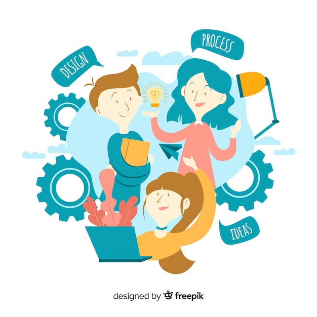 Free vector graphic design teamwork concept