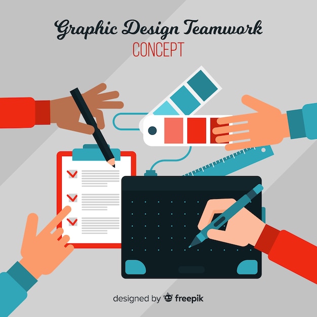 グラフィックデザインチームワークの概念