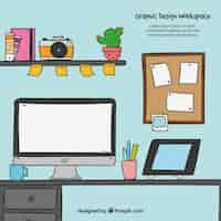 Free vector graphic design workspace background