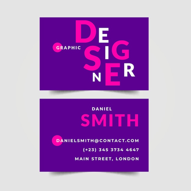 Free vector graphic designer business card in violet shades