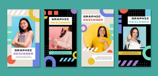 Free vector graphic designer  instagram stories