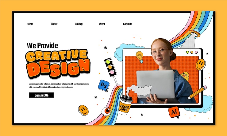 Free Vector graphic designer   landing page template