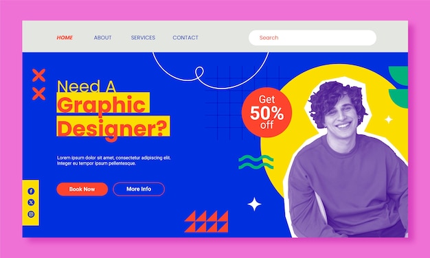 Free vector graphic designer   landing page template