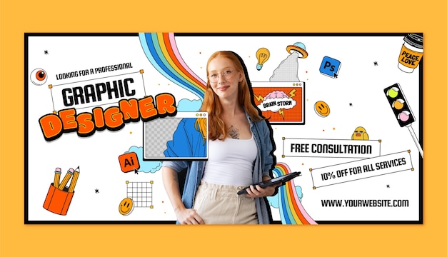 Vettore gratuito modello di banner di vendita di graphic designer