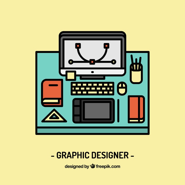 Free vector graphic designer workplace