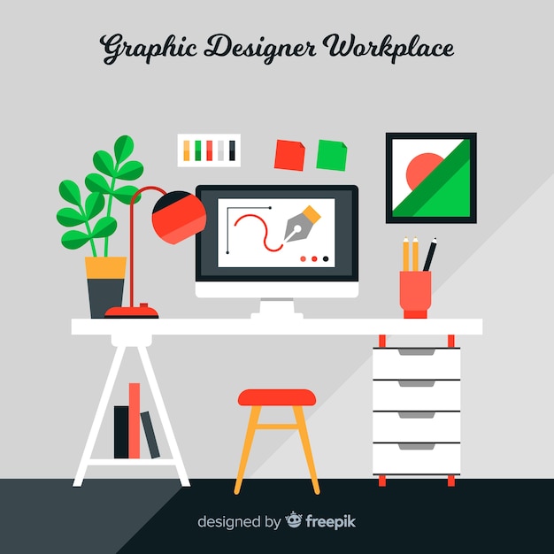 Free vector graphic designer workplace