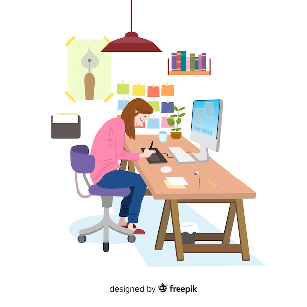 Free vector graphic designer workplace