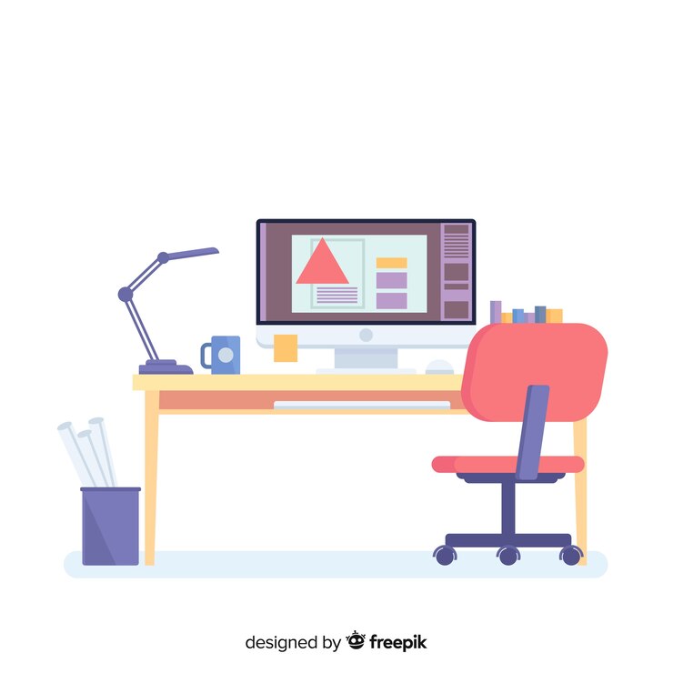 Free Vector graphic designer workplace