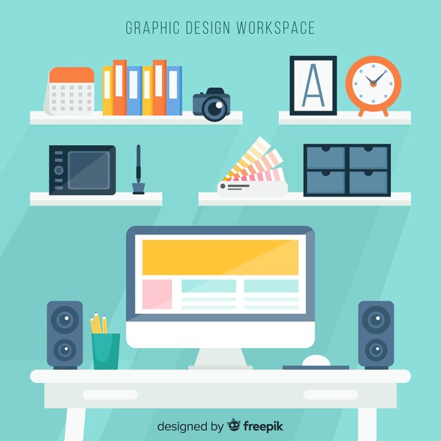 Graphic designer workspace background