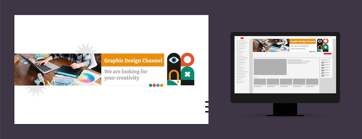 Free Vector graphic designer  youtube channel art