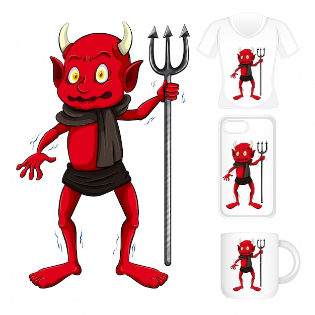 Graphic different products with red devil