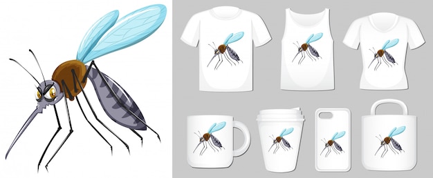 Graphic of mosquito on different product templates