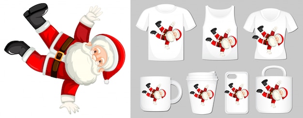 Graphic of Santa on different types of product template