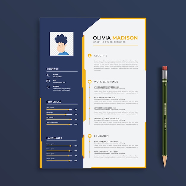 Modello di curriculum per grafici e web designer