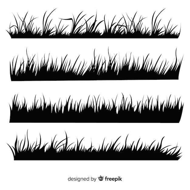 Free vector grass border silhouette collection isolated