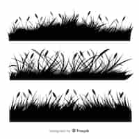 Free vector grass border silhouette collection isolated
