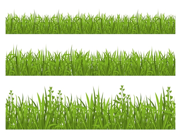 Free vector grass rows seamless set