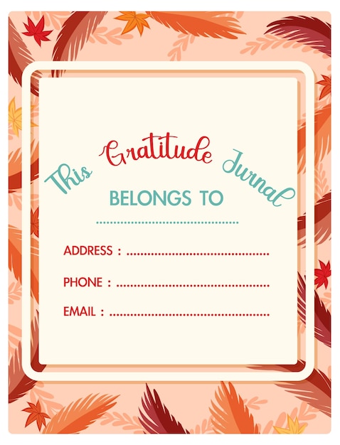 Free vector gratitude journal with autumn leaves border