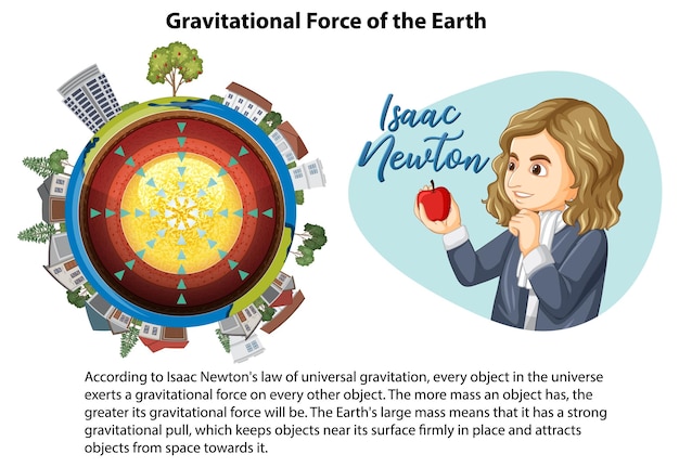 Free vector gravitational force of the earth