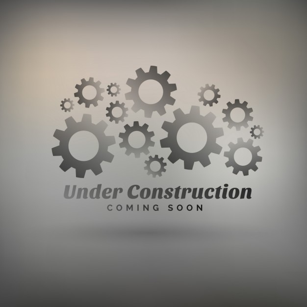 Free vector gray background with gears and under construction text