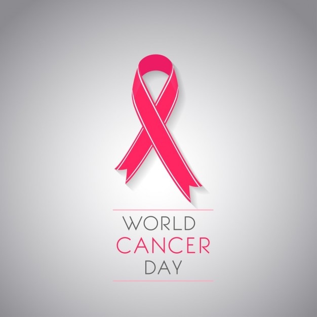 Gray background with a ribbon, world cancer day