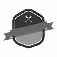 Free vector gray badge embellished with a banner