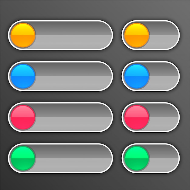 無料ベクター グレーのボタンはさまざまなサイズに設定