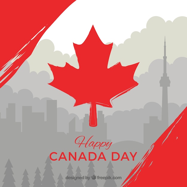 Free vector gray canada day background with red details