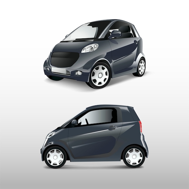 Gray compact hybrid car vector