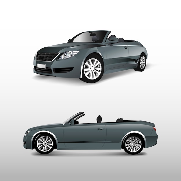 Free vector gray convertible car isolated on white vector