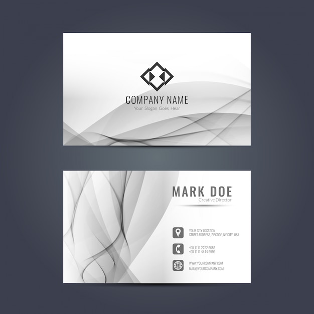 Free vector gray corporate card with wavy shapes