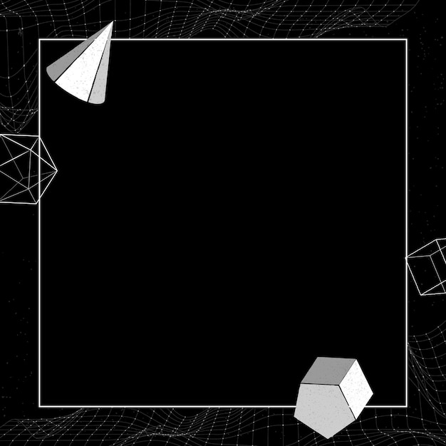 Free vector gray geometric frame on black background vector