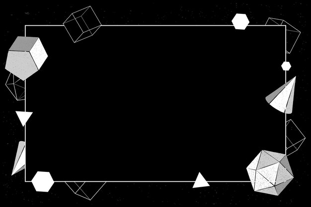 黒の背景ベクトル上の灰色の幾何学的なフレーム