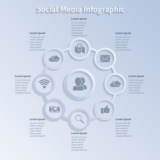 Gray infographics about social networks