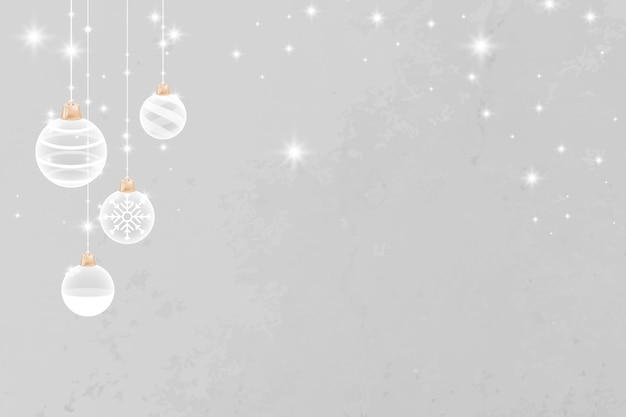 Gray merry christmas sparkly bauble festive background