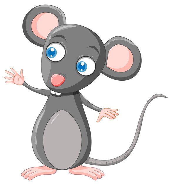 Gray mouse waving hand