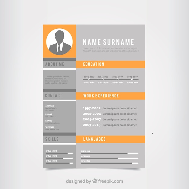 Gray and orange cv template